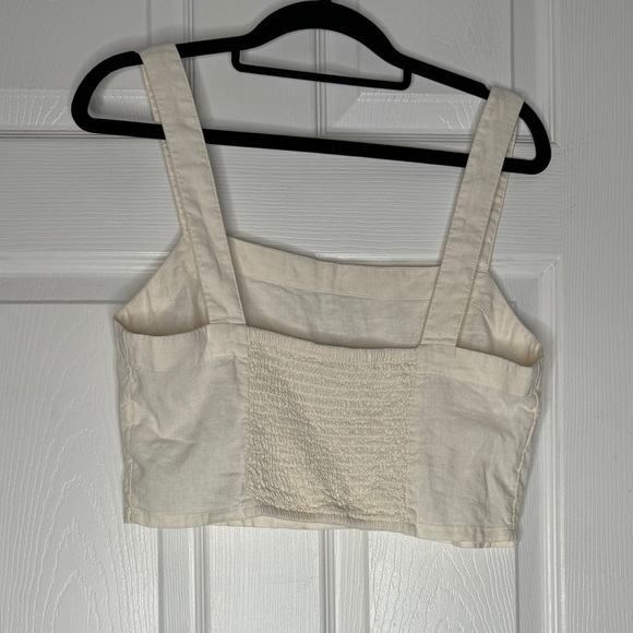 MADEWELL Abbie Cream Crop Top Linen Viscose Blend Stretchy Back Size Medium - Picture 5 of 10